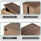 Large Cable Management Box, Burnt Wood Cord Organizer Box for Desk, Floor, Office to Hide Extension Cords Power Stripes Surge Protectors Chargers Wires - Image 4