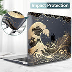 DONGKE Compatible with MacBook Air 13 inch Case 2021 2020 2019 2018 Release A2337 M1 A2179 A1932 with Retina Display Touch ID, Plastic Hard Shell & Keyboard Cover - Golden Wave - Image 5
