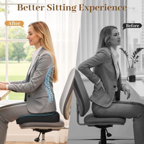 TranquilRelax 2XL Memory Foam Seat Cushion for Office Chair, Black - Image 7