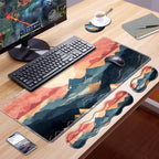 Ergonomic Keyboard Wrist Rest and Mouse Pad Wrist Rest Set, Large XXL Gaming Mousepad 31.5"x 11.8", Memory Foam, Easy Typing Pain Relief, Multifunctional Desk Mat for Office & Home, Mountain Sunrise - Image 7