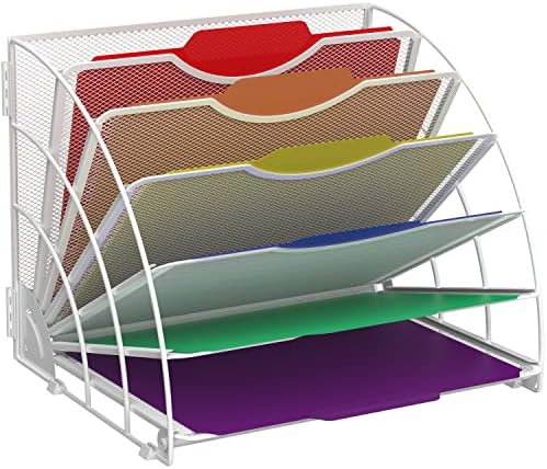 SUPEASY Fan Shaped Desk File Organizer, Paper File Holder for Desk, White by SUPEASY