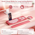 Pink Wireless Keyboard and Mouse Combo with Soft Wrist Rest & Phone Holder - Image 4