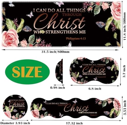 4 in 1 Mouse Pad Combo, Large Gaming Mouse Pad + Keyboard Wrist Support + Mouse Wrist Rest + Coaster, Table Pad with Stitched Edge Ergonomic Wrist Pad Set, Philippians 4-13 Flowers - Image 7
