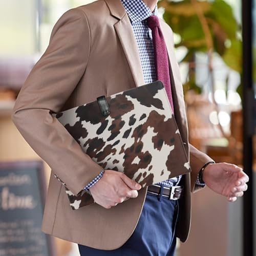 Cow Print Portfolio Folder, PU Leather Padfolio Business Document Organizers A4 Letter Size with Writing Pad for Interview Resume Conference Presentation - Image 4