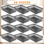 Boao 48 Pieces Plastic Baskets for Organizing 10.24 x 6.5 x 2.36 Inch Rectangular Storage Trays Plastic Organizer Bins Rectangle for Classroom Organization(Gray) - Image 2