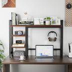 Desk Hutch with Colorful RGB Lights, 4 Tier Desk Top Shelf for Max 28" Computer Monitor, Desk Organizer Shelf for Tidy Storage Display, Desktop Bookshelf for Home, Office, Dorm, Gaming Table, Kitchen - Image 7