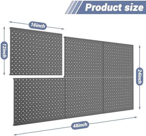 WALMANN 6-Pack 12"x16" Pegboard Panels for Garage, Tool Organizer Pegboards - Image 3