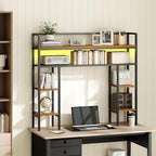 MAHANCRIS Desk Shelf, 43.3" Desk Hutch with Light Strip by MAHANCRIS