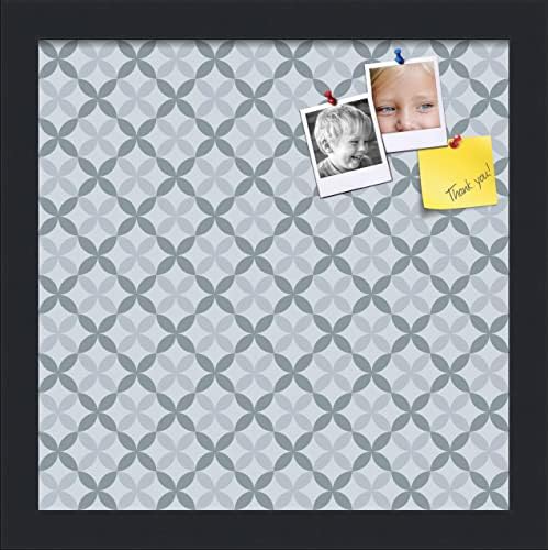 PinPix 12x12 inch Cork Bulletin Board. This Decorative Framed Pin Board Comes with Diamond Pattern in Shades of Blue Design and Satin Black. Ideal for Home, Office Decor or School (PinPix-222) by PinPixBulletinBoards