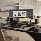 Fenge Dual Monitor Stand Riser, Wooden Desk Shelf with 2-Tier Storage - Image 2