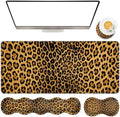 TGFEWYTJYJ Extended Gaming Mouse Pad,Memory Foam Ergonomic Keyboard Mouse Wrist Rest Support Set,Large Desk Mat with Stitched Edges,Non-Slip Base Mousepad Home Office,Leopard Print by GFEWYTJYJ