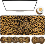 TGFEWYTJYJ Extended Gaming Mouse Pad,Memory Foam Ergonomic Keyboard Mouse Wrist Rest Support Set,Large Desk Mat with Stitched Edges,Non-Slip Base Mousepad Home Office,Leopard Print by GFEWYTJYJ