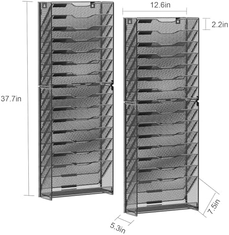 samstar 2 Pack 16 Tier Wall File Organizer Hanging Wall File Holder Wall Mount Paper Folder Organizer, Magazine Rack, Pack of 2 - Image 2