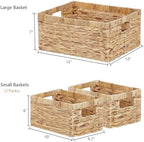 Vagusicc Wicker Basket, Set of 3 Hand-woven Storage Baskets for Organizing, Water Hyacinth Wicker Storage Basket Bins with Handles, Small Toilet Paper Storage Baskets for Shelves Pantry Baskets - Image 2