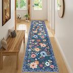 DUKINO 2x8 Runner Rug, Washable Runner Rug for Kitchen Non Slip, Blue by DUKINO