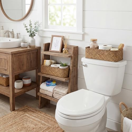 StorageWorks Toilet Paper Basket, 3-Section Toilet Tank Basket, Seagrass - Image 6