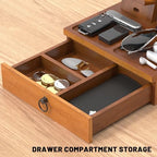 Wood Phone Docking Station, Nightstand Organizer with Drawer - Image 2