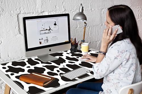 Gaming Mouse Pad 48x24 Desk Mat Giant Mousepad Large Desk Pad Cow Print Full Mouse Mat XXXL Computer Mat for Protector Desktop Wireless - Image 6