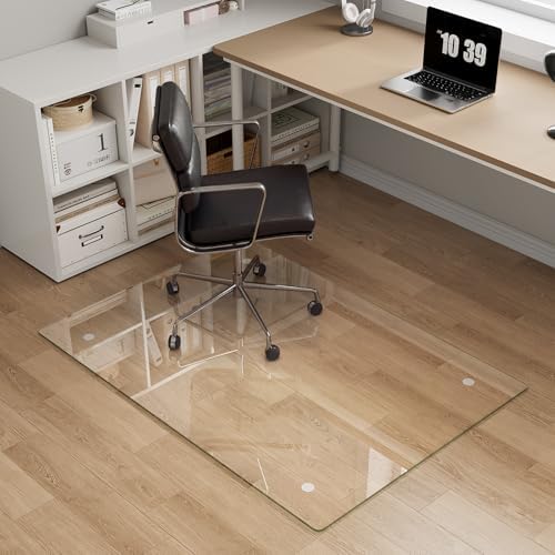 Tempered Glass Chair Mat for Carpet, 30"x42" Clear Floor Mat by MYSUNORIA