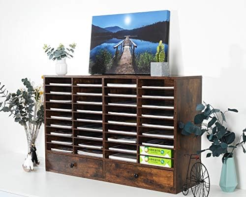 PAG-Mass Mail Sorter Organizer, Wood Literature Organizer, Student Mailbox for Classroom, Desktop Bill Paper Organizer for Office Home School, 38 Compartments, Antique Brown - Image 6