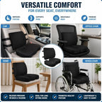 2-in-1 Memory Foam Seat Cushion & Lumbar Support Set | Ergonomic Office Chair Cushion for Tailbone, Sciatica & Help Back Pain Relief | Non-Slip Coccyx Pad, Washable Cover, Adjustable Strap - Image 5