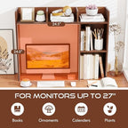 DREAMADE Desktop Bookshelf, 3-Tier Desk Shelf with 5 Racks, Walnut - Image 4