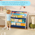 Aokitsink Kid Bookshelf for Kids Rooms, 4-Tier Blue Montessori Bookshelf,Toddler Children Bookshelf,Metal Kid's Book Storage Organizer for Boys Room Furniture Playroom Kindergarten - Image 3