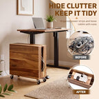 Extra Large Acacia Wood Cable Management Box with Caster Wheels, Wood Color - Image 5