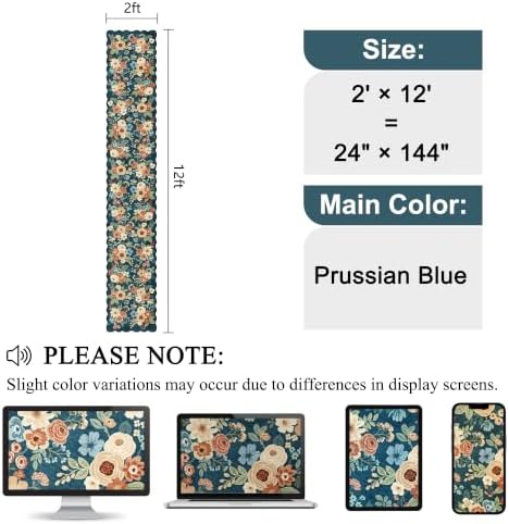 DUKINO 2x12 Washable Runner Rug, Long Runner Rug for Hallway Prussian Blue - Image 2