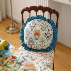 ISAENNE Linen Round Throw Pillow Cover,Set of 2,Diameter 16"-Floralsea A - Image 2