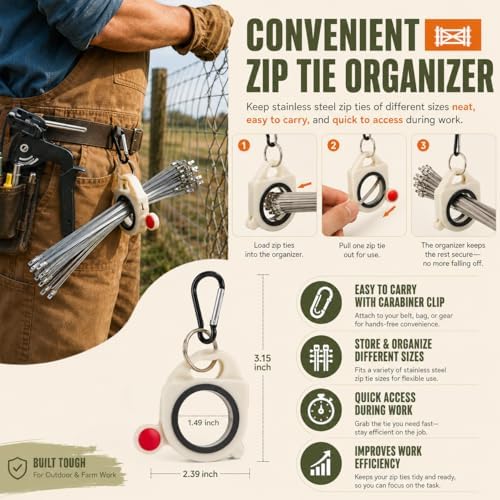 350Pcs Metal Zip Ties Gun Kit, Silver 8/12/16in Stainless Steel Zip Ties, Heavy Duty Cable Tie Fastening Cutting Tool Set with Organizer, Gloves, Storage Bag for Fence, Exhaust Wrap - Image 6