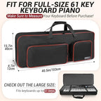ORKELS 61-Key Keyboard Case, 10mm Padded Electric Piano Gig Bag with Shoulder Straps, Handles & 2 Accessories Pocket - Image 2