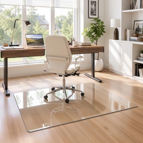 36"x48" Tempered Glass Office Chair Mat for Carpet & Hardwood Floor - Image 2