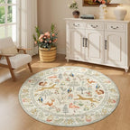 DUKINO 4ft Round Rug, Washable Animal Small Round Area Rug Non Slip, Beige - Image 3