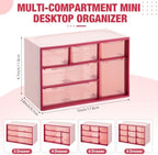 Briwooody 4 Pcs Mini Desktop Drawer Storage Box 3 4 6 9 Compartment, Pink - Image 3
