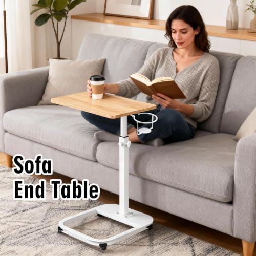 facka Adjustable C-Shaped TV Tray Table 18-32 Inch Height Couch Table - Image 6