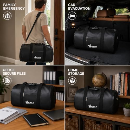 FLASLD Fireproof Document Bag with Lock, 18x10x8.5in Large Fireproof Waterproof Storage Bag, Silicone Coated Fiberglass Emergency Bag with Shoulder Strap for Laptop, Cash, Passport, Home Office - Image 5