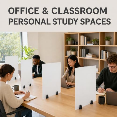 Office Desk Divider 2 Pcs, 24" W x 18" H Acrylic Desk Privacy Panels, Frosted Glass Privacy Divider Clamp Mount Desk Partition Board for Study Room Offices Schools - Image 4