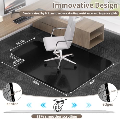 Office Chair Mat for Low Pile Carpet, 48"x60" Smooth Glide with Lip - Image 2