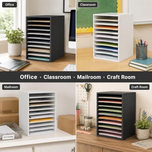 11-Slot Mail Organizer, Vertical File Sorter for Desk (White) - Image 4