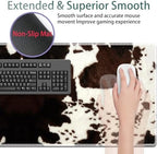 Large Gaming Mouse Pad + Keyboard Wrist Rest + Wrist Support + Coaster Set, Memory Foam Ergonomic for Easy Typing, XXL Extended Gaming Mouse Pad Table Pad - Cow Hide Print - Image 4