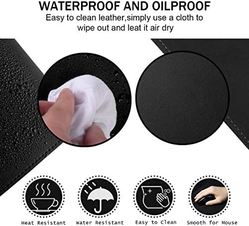 Desk Mat, Waterproof Desk Pad Protector, Eco-Friendly Natural Cork & Leather Double-Sided Office Desk Mat Mouse Pad, Smooth Surface Soft Desk Writing Mat for Office Home Work Game (Black, 35x18Inch) - Image 4
