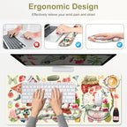 Mouse Pad, 4 in1 Large Desk Mat, Desk Pad Matt for Desktop, Anti-Slip XXL Big Computer Ergonomic Mousepad with Wrist Support for Keyboard and Mouse for Women I Watercolor Stickers - Image 5