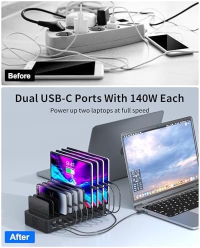 620W Charging Station for Multiple Devices, 10-Port USB C Charger Station - Image 4