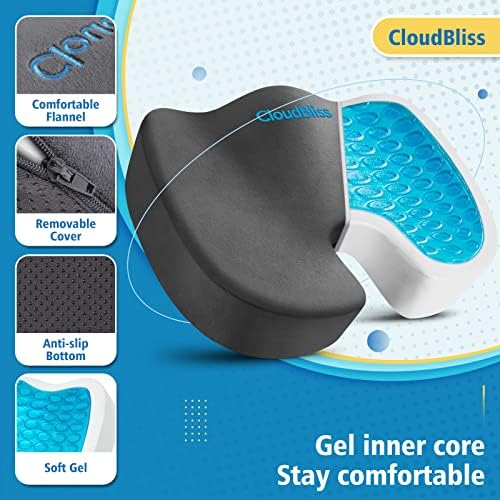 CloudBliss Gel Memory Foam Seat Cushion for Long Sitting, X-Large, Grey - Image 3