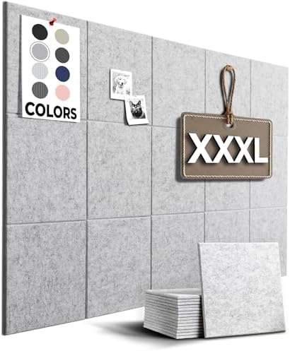 WALLHERO Cork Boards for Walls, Bulletin Boards 59"x36" | 15 Pack | Felt Bulletin Board, Large Cork Board for Office, Wall Protector for Dart Board, Corks Boards, Felt Board Tiles (Gray Marble) by WallHero