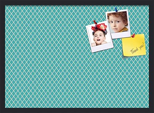 PinPix 28x20 inch Cork Bulletin Board. This Decorative Framed Pin Board Comes with Diamond Pattern in Neon Blue Design and Satin Black. Ideal for Home, Office Decor or School (PinPix-350) by PinPixBulletinBoards
