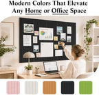48" x 36" Large Felt Bulletin Board, Bold-Stripe 12-Pack Cork Boards | Fabric Bulletin Board with 60 Adhesive Tabs, 50 Pushpins, Felt Wall Tiles for Office Push Pin Board Felt Board, Black - Image 4
