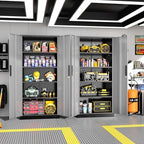 Greenvelly Metal Garage Storage Cabinet with Lock, 72”Metal Storage Cabinet with 2 Doors and 4 Adjustable Shelves, Steel Tool Cabinet for Garage,Home Office, School,Gym (Black Grey) - Image 2