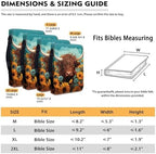 Highland Cattle Print Bible Cover Sunflowers PU Leather Bible Carrying Case for Church Zippered Book Bible Protector with Top Handle - Image 4